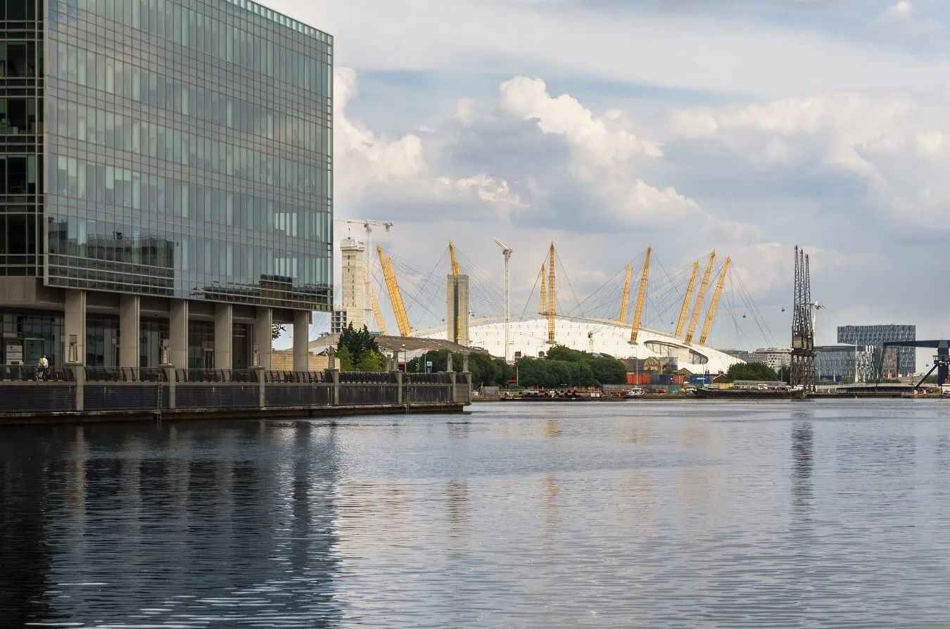 O2 Arena w Londynie — widok zewnętrzny hali widowiskowej