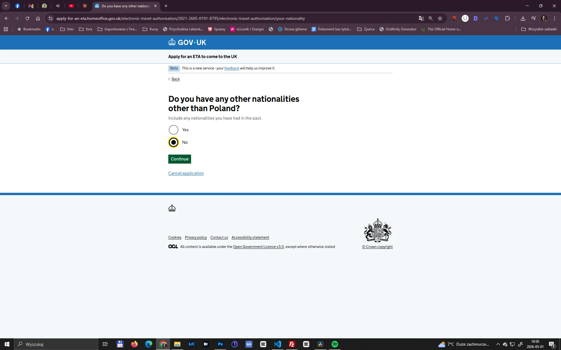 ETA wniosek – pytanie o inne obywatelstwa Formularz ETA GOV.UK – pytanie o inne obywatelstwa poza polskim, dotyczy też historycznych obywatelstw