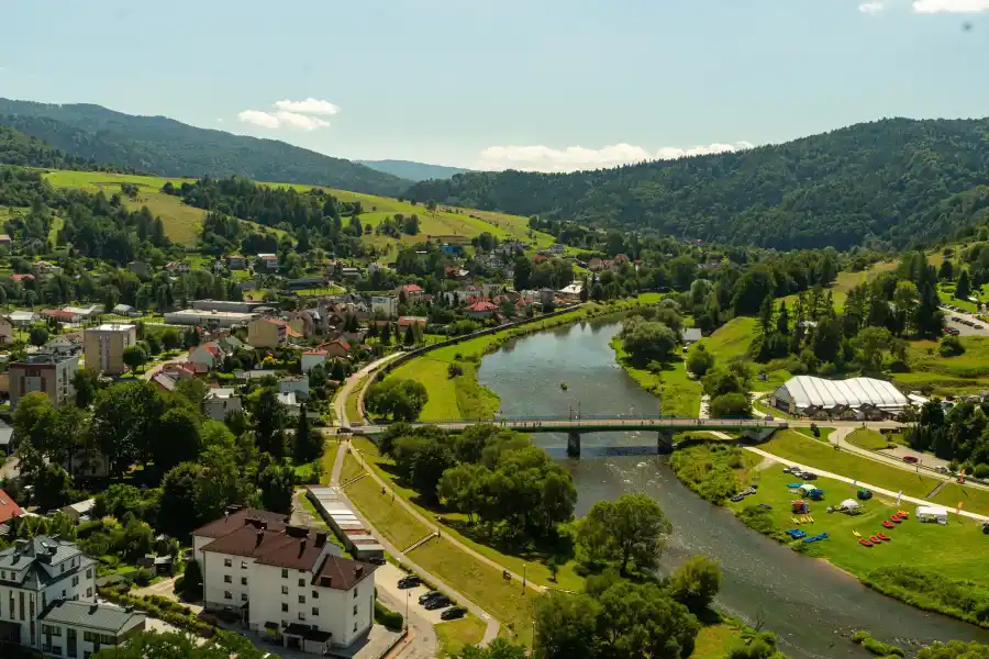 Muszyna Zdroj dolina Popradu z gory