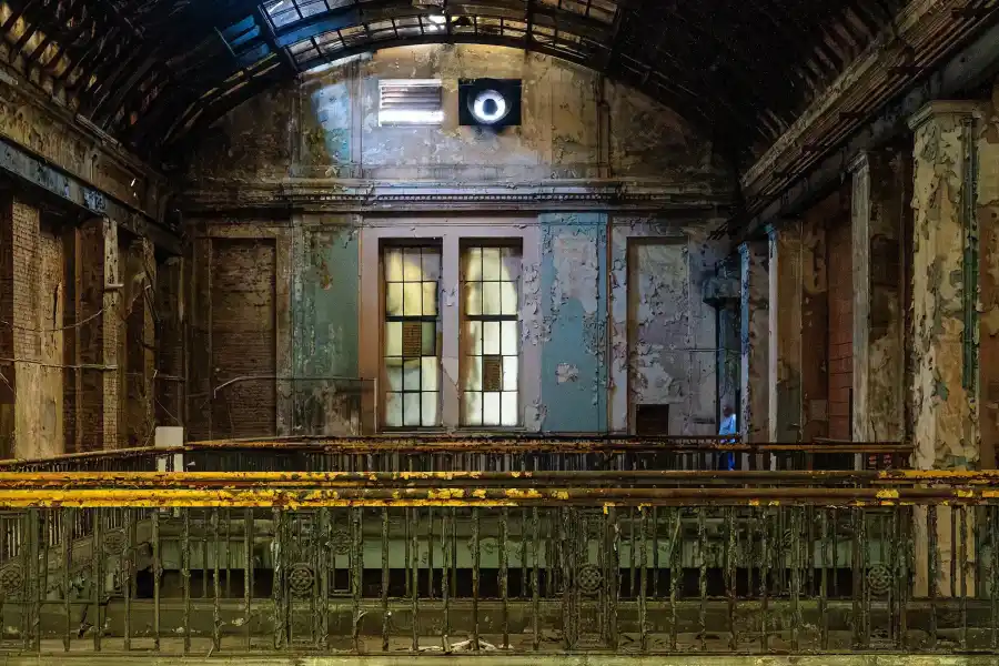 Monumentalne wn trze elektrociep owni z galeriami i surow  architektur  industrial