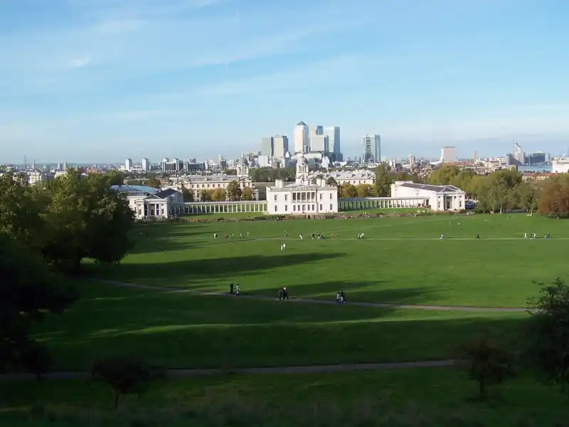 greenwich park panorama canary wharf londyn