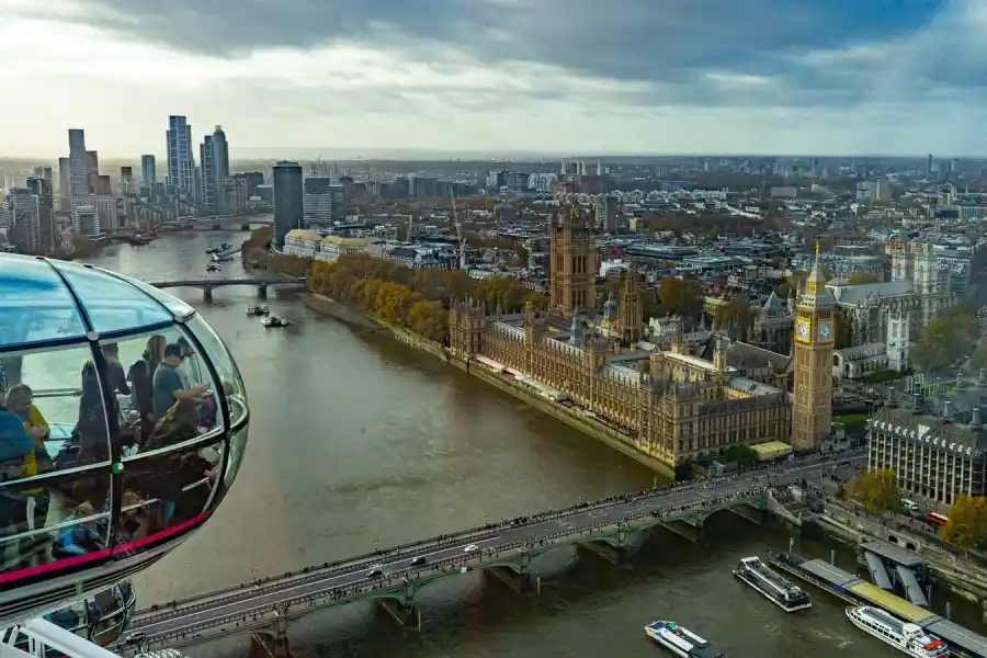 london eye widok kapsuly budynki