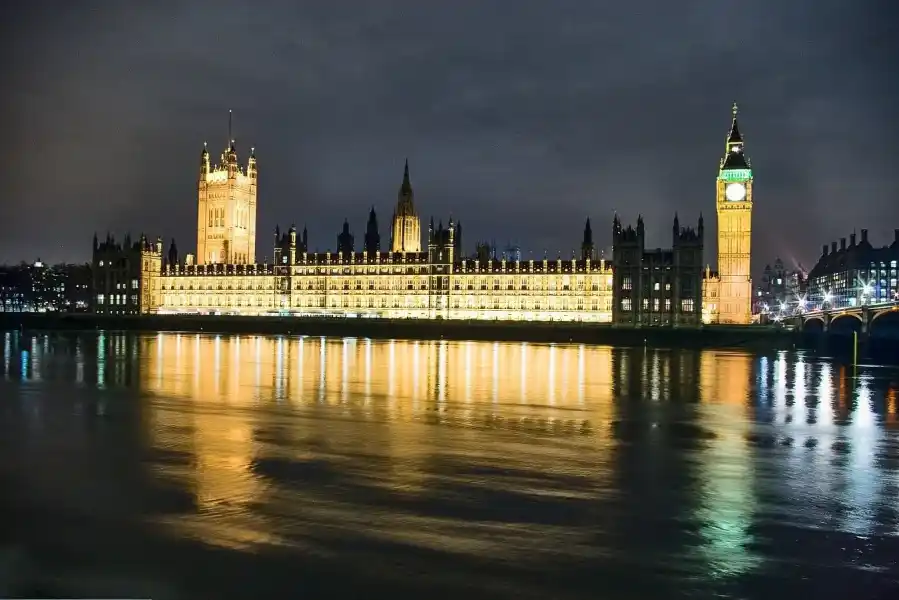 parlament londyn noc panorama tamiza